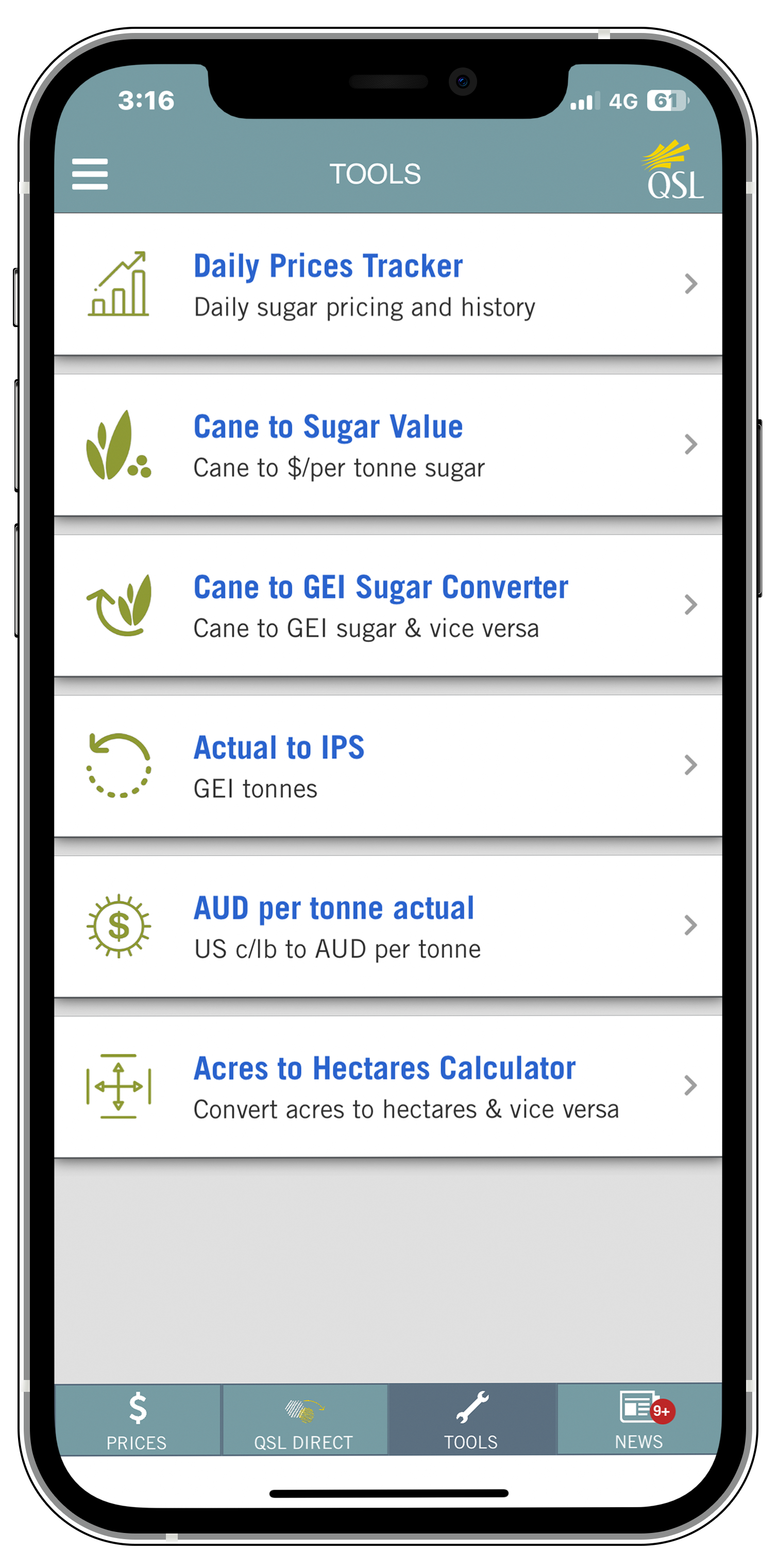Tools Screenshot Mockup for QSL Mobile App